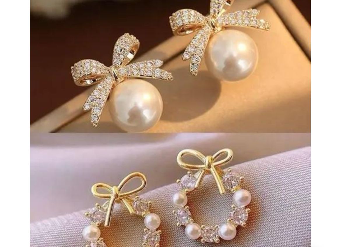 Pearl Bow Charm Set
