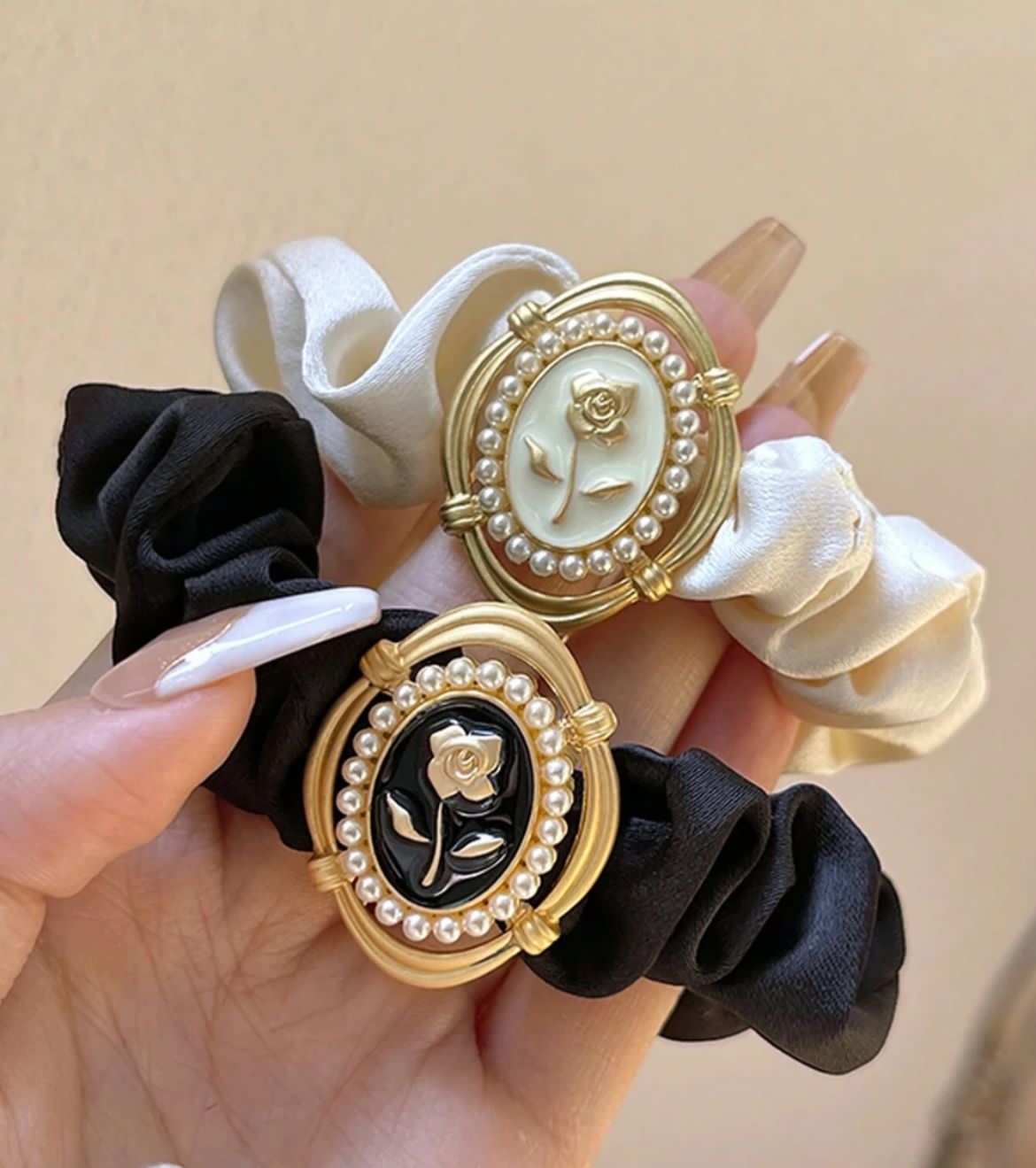 Vintage cameo scrunchies