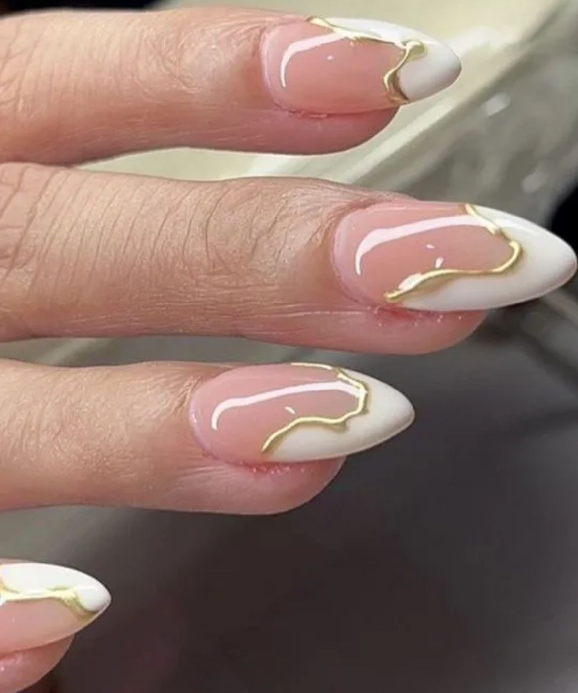 White & Gold Abstract Tips