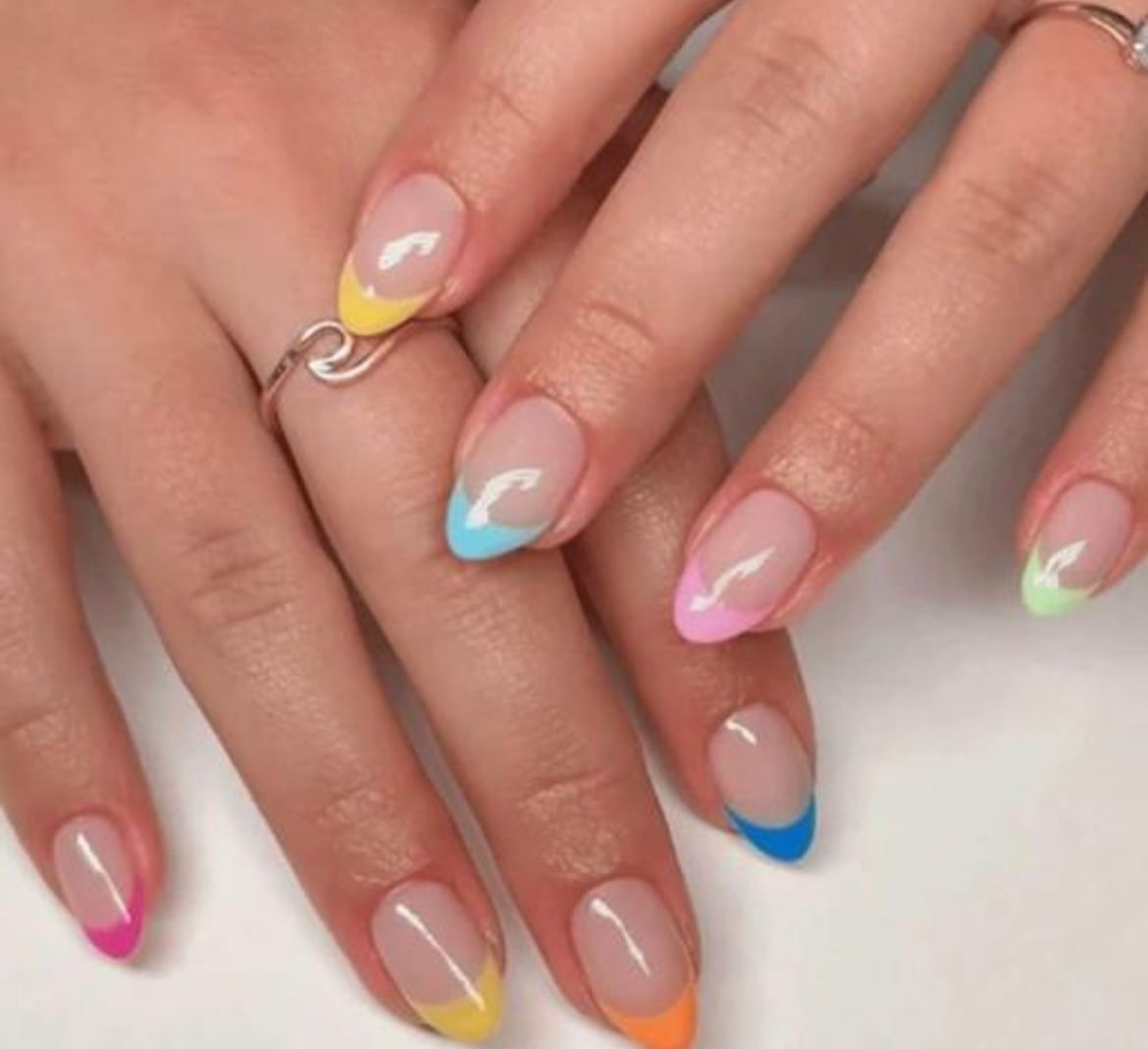 Pastel Rainbow French Tips