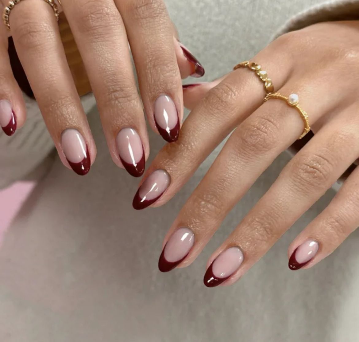 Wine Red French Tips