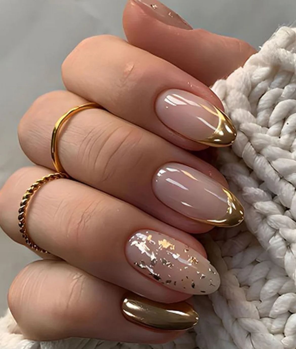 Gold Chrome & Foil Nails