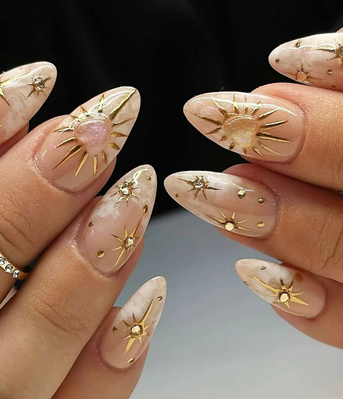 Golden Sunburst Nails