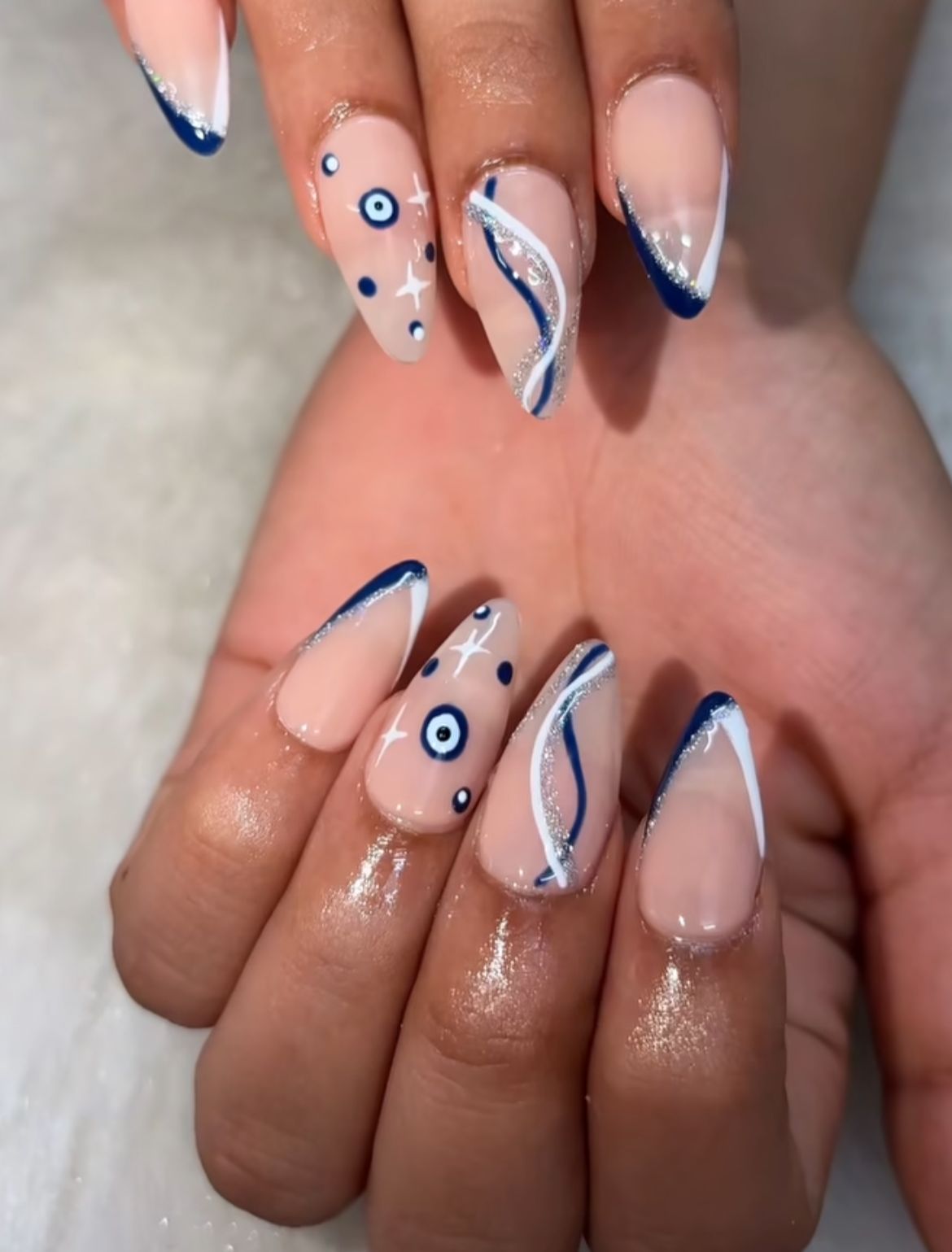 Blue Evil Eye Nails